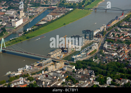 Photographie aérienne, Kranhaus crane construction maison à Cologne site Rheinauhafen, Pandion AG, Hafenquartier quartier port, Neu Banque D'Images