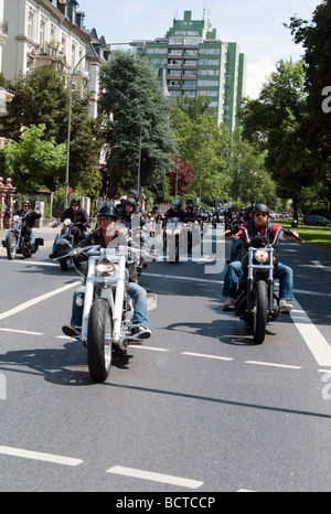 De moto, Crime City Run, Francfort, Hesse, Germany, Europe Banque D'Images