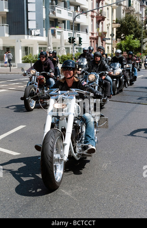 De moto, Crime City Run, Francfort, Hesse, Germany, Europe Banque D'Images