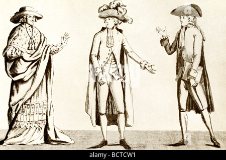 Costumes cérémoniels des Trois ordres (clergé, noblesse, commune) à l'Assemblée nationale pendant la Révolution française (1789-1799). Banque D'Images