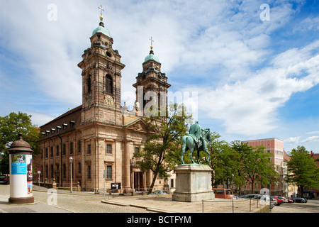 L'église, Saint Egidien Egidienkirche, baroque, construit en 1711, le monument de l'empereur Guillaume I., vieille ville de Sebald, Nuremberg, au F Banque D'Images