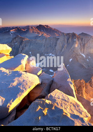 Mt Whitney Sunrise - Sierra Nevada, CA Banque D'Images