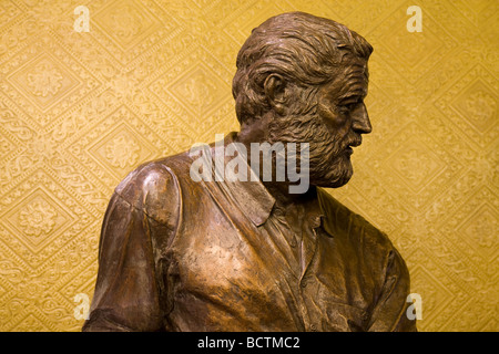 Hemingway Statue, café Iruna, Plaza del Castillo, Pamplona, Navarra Espagne Banque D'Images