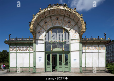 Pavillon, Karlsplatz Stadtbahn, Vienne, Autriche Banque D'Images