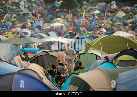 Glastonbury Festival 2009. Zone de camping. Banque D'Images