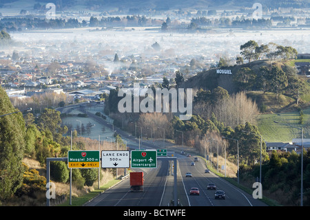 La pollution de l'hiver plus de Mosgiel Dunedin Otago ile sud Nouvelle Zelande Banque D'Images