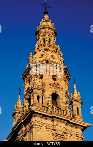 L'Espagne, le Chemin de Saint-Jacques : Haut de la tour de la Cathédrale de Santo Domingo de la Calzada Banque D'Images