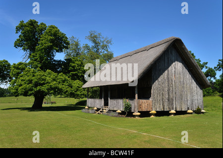 Pavillon de cricket sur les pierres à cheval, Stanton, Gloucestershire, Cotswolds, Angleterre, Royaume-Uni. Banque D'Images