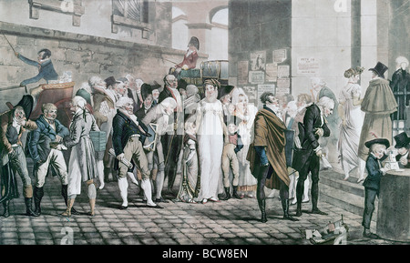 Le Cours du matin par Philibert Louis Debucourt, 1755-1832 Banque D'Images