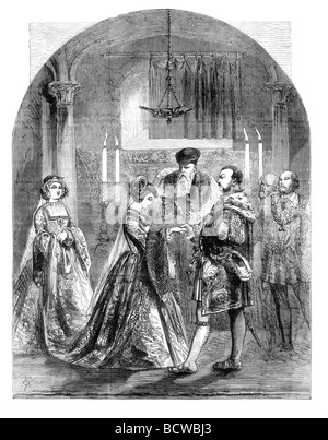 Mariage privé d'Anne Boleyn et du roi Henri VIII d'Angleterre Banque D'Images