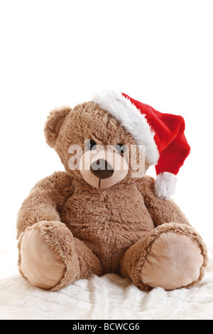 Ours en peluche avec Christmas hat Banque D'Images