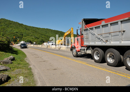 Blue Ridge Parkway construction, NC USA. Banque D'Images