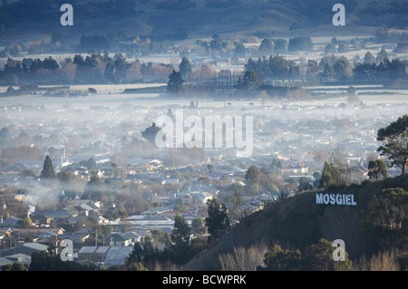 La pollution de l'hiver plus de Mosgiel Dunedin Otago ile sud Nouvelle Zelande Banque D'Images