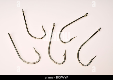 Les hameçons sur découpe blanc Banque D'Images