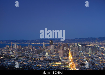 Usa California San Francisco Skyline vue de Twin Peaks Banque D'Images