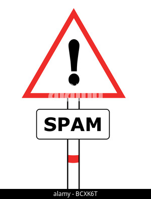 Panneau d'avertissement de spam Banque D'Images