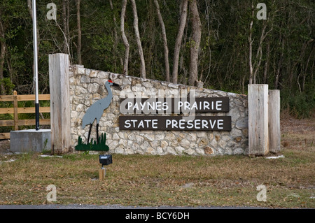 Entrée de Paynes Prairie Preserve State Park, Micanopy, Floride Banque D'Images