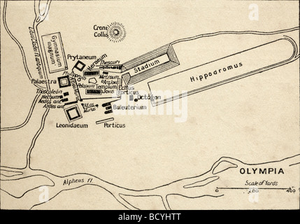 Plan d'Olympia, d'Elis, la Grèce. Site des Jeux Olympiques à l'époque classique Banque D'Images