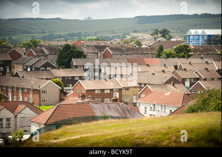 Le conseil de Gurnos Housing Estate, dans la banlieue de Merthyr Tydfil, South Wales UK Banque D'Images