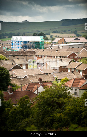 Le conseil de Gurnos Housing Estate, dans la banlieue de Merthyr Tydfil, South Wales UK Banque D'Images