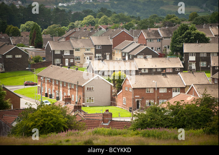 Le conseil de Gurnos Housing Estate, dans la banlieue de Merthyr Tydfil, South Wales UK Banque D'Images