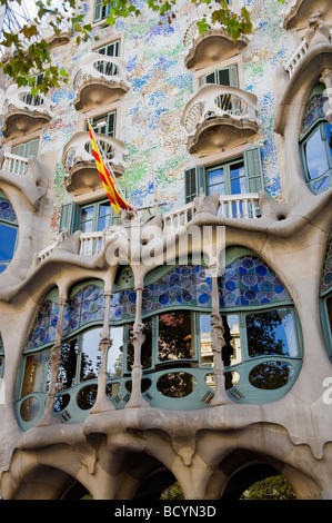 Façade de la Casa Batlló Eixample architecte Antonio Gaudi Barcelone Catalogne Espagne Banque D'Images