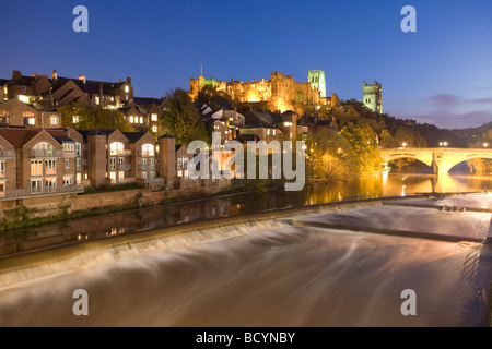 Château de Durham et de la cathédrale de nuit Banque D'Images