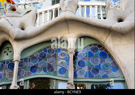 Façade de la Casa Batlló Eixample architecte Antonio Gaudi Barcelone Catalogne Espagne Banque D'Images