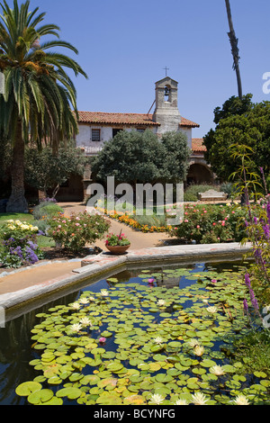 Cour centrale, la Mission de San Juan Capistrano, Centre-ville historique de San Juan Capistrano, Orange County, Californie, USA Banque D'Images