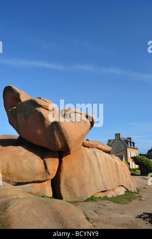 Les rochers de granit à Ploumanach en Bretagne Banque D'Images