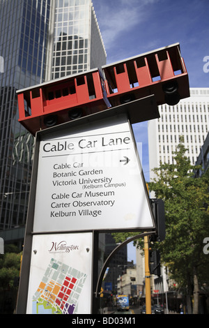 Signe pour Cable Car Lane , Wellington, Nouvelle-Zélande Banque D'Images