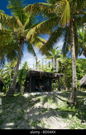 Women relaxing in Hammock à bure sous les palmiers. Banque D'Images