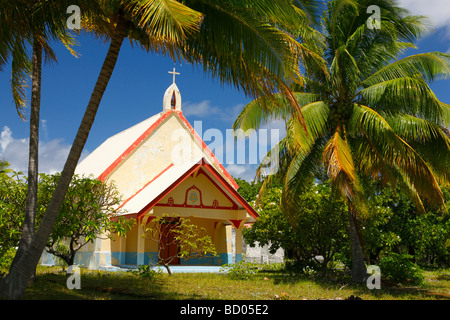 Tetamanu église, Fakarava, archipel des Tuamotu, Polynésie Française Banque D'Images