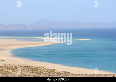 Vue aérienne de Playa de Sotavento, Fuerteventura, Espagne île des Canaries Banque D'Images