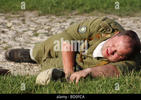 Reconstitution de la deuxième guerre mondiale - loi sur l'importante bataille de Monte Cassino. Événement annuel en Pologne, Ogrodzieniec. Banque D'Images