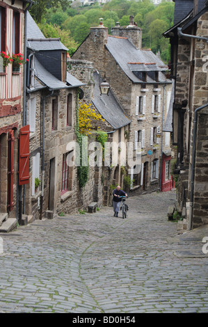 Rue de Jerzual à Dinan, Bretagne, France Banque D'Images