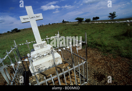 Croix blanche de memorial Royal Lancaster Regiment à Chantôme bataille guerre des Boers d'Afrique du Sud KwaZulu-Natal Historical Banque D'Images