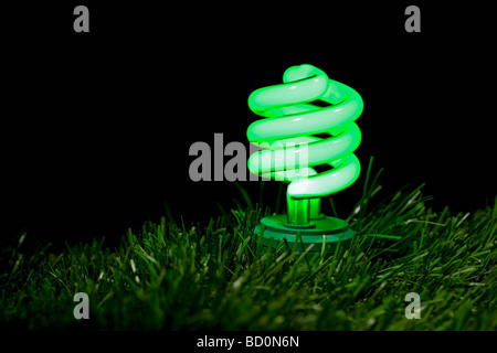 Close up de l'ampoule fluorescente verte Banque D'Images