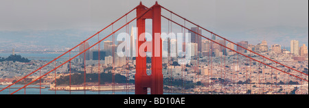 Golden Gate Panorama sur une journée claire, San Francisco, California, USA Banque D'Images