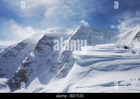 Paysage de neige, panorama de montagnes, Saint-Moritz, Grisons, Suisse, Europe Banque D'Images