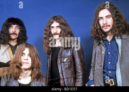 BLACK SABBATH, groupe de rock britannique de 1973 avec de gauche à droite : Tony Iommi Ozzy Osbourne, Geezer Butler, Bill Ward bas Banque D'Images