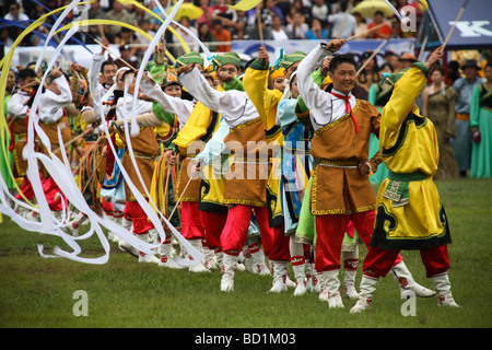 Cérémonie d ouverture au Festival Naadam, Ulaanbaatar, Mongolie Banque D'Images