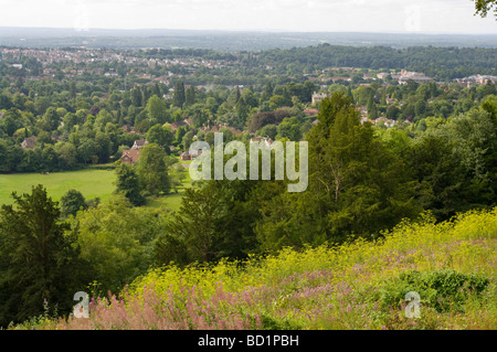 La ville de Reigate Surrey Angleterre vu de Reigate Hill Banque D'Images