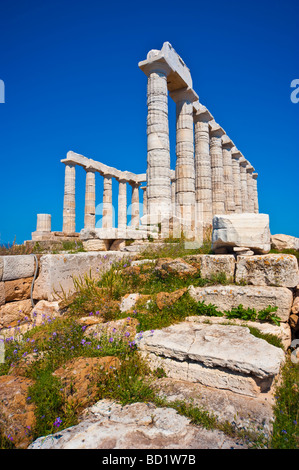 Temple de Poséidon à cap Sounion Grèce Banque D'Images