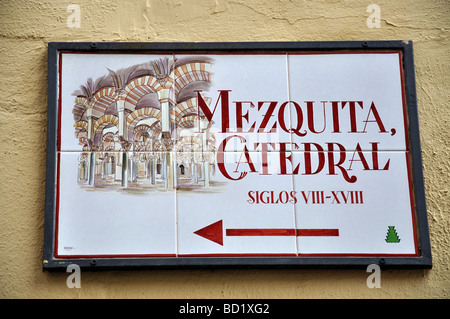 Signe de la cathédrale Mesquita, Cordoue, Cordoba Province, Andalusia, Spain Banque D'Images