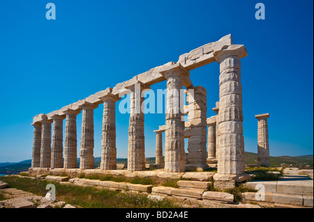 Temple de Poséidon à cap Sounion Grèce Banque D'Images