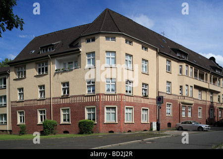 Route der Industriekultur, Friedrich Alfred Krupp, Arbeitersiedlung Kruppsiedlung, Friedrichshof à Essen, Ruhr, Allemagne Banque D'Images