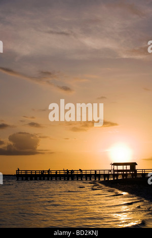 Lever du soleil à l'île de Sanibel Fishing Pier - Sanibel Island, Floride Banque D'Images