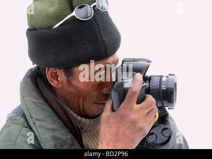 Photos de l'hiver randonnée sur la rivière Zanskar gelé au Ladakh / Inde.Il s'appelle Chadar, signifie couverture de glace. Banque D'Images