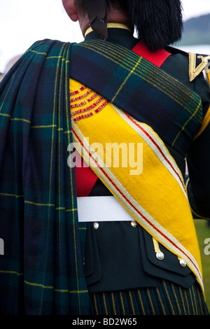 Plaid tartan Gordon ou à Aboyne Highland Games ou rassemblement à Aboyne, Aberdeenshire, Scotland, UK Banque D'Images